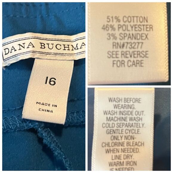Dana Buchman Ankle Pant Mid Rise Stretch Peacock Blue Women’s Plus Size 16 - Picture 5 of 6